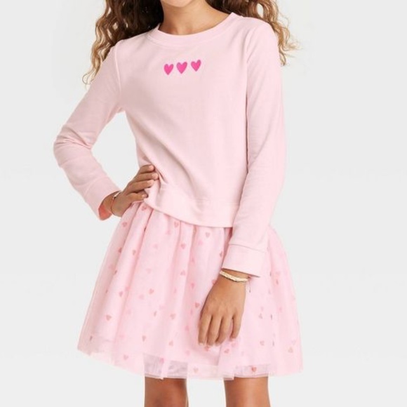 Cat & Jack Dresses Girls Cat Jack Valentines Day Long Sleeve Tulle